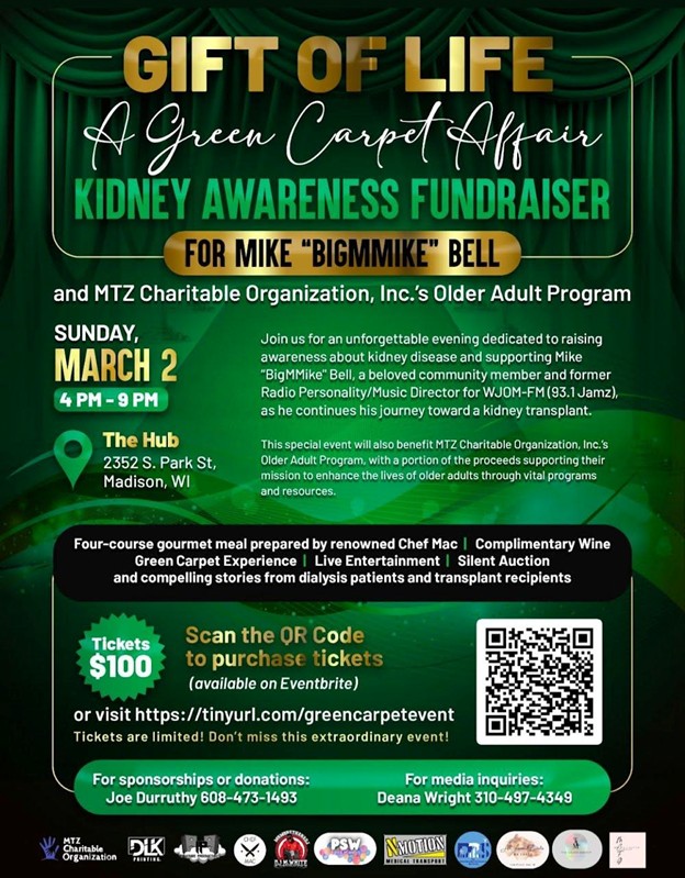 Gift of Life: A Green Carpet Affair - Kidney Awareness Fundraiser @ The Hub | Madison | Wisconsin | United States