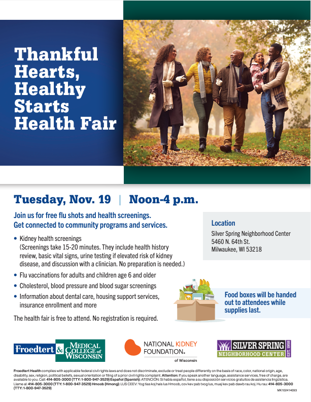 Thankful Hearts, Healthy Starts Health Fair @ Silver Spring Neighborhood Center | Milwaukee | Wisconsin | United States