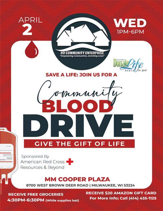 Community Blood Drive - HD Community Enterprises @ The MM Cooper Plaza | Milwaukee | Wisconsin | United States